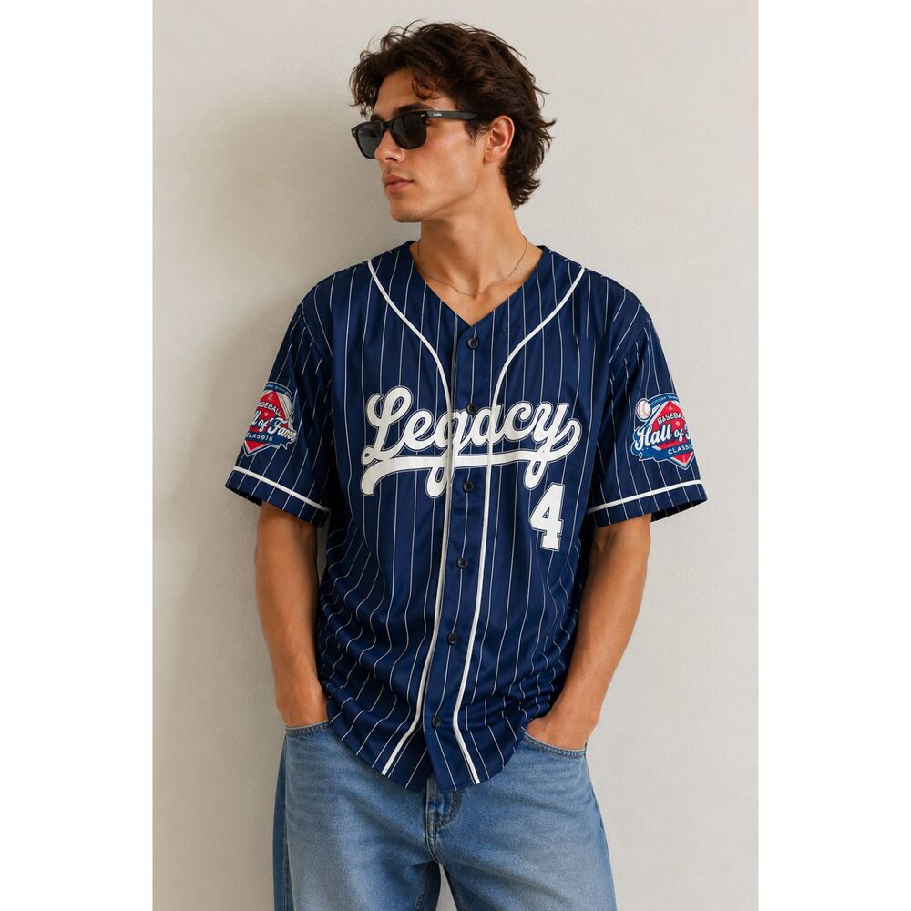 Legacy Baseball Hall of Fame Classic Pinstripe Jersey #4 Men's L